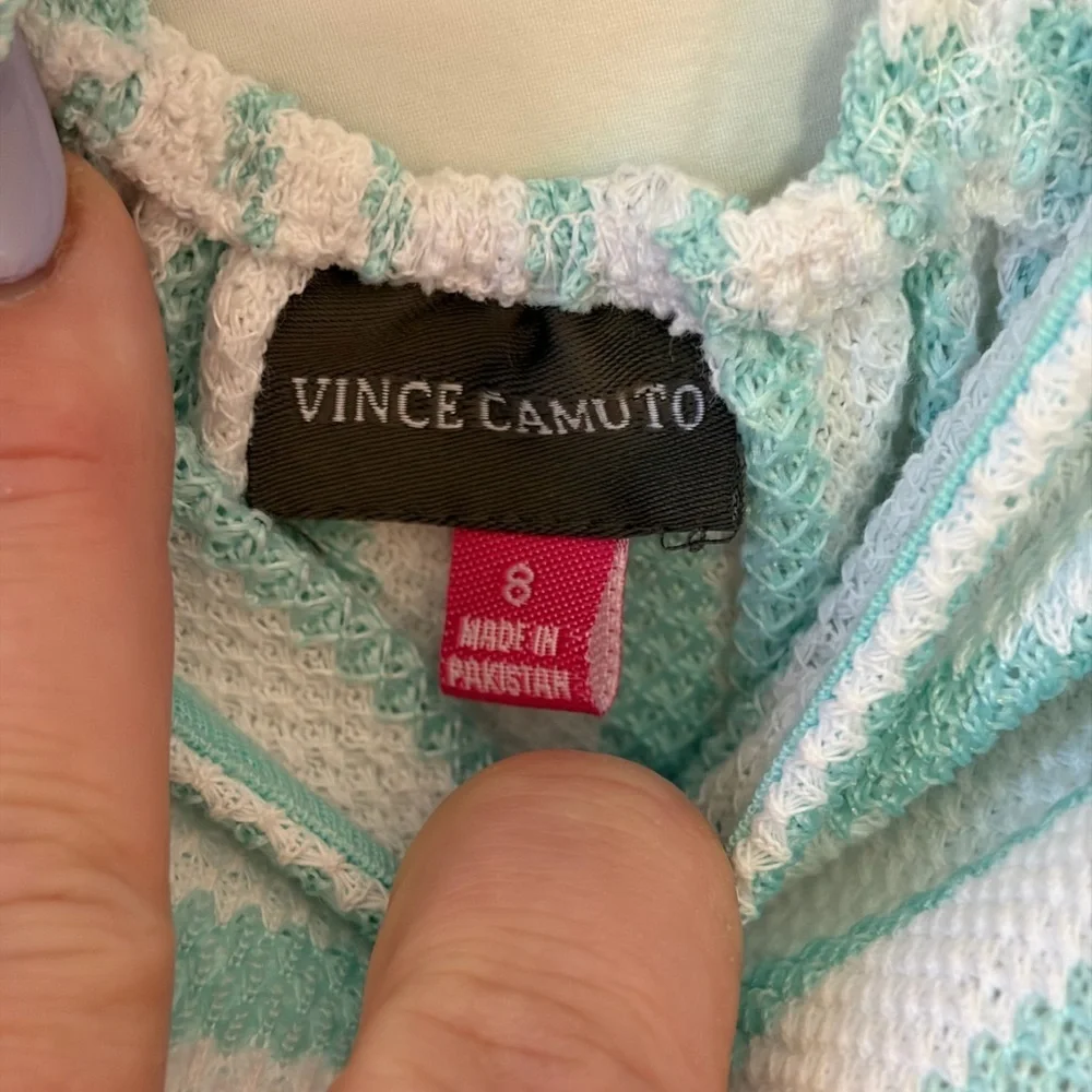 Vince Camuto Aqua and White Striped Kids Dress size 8